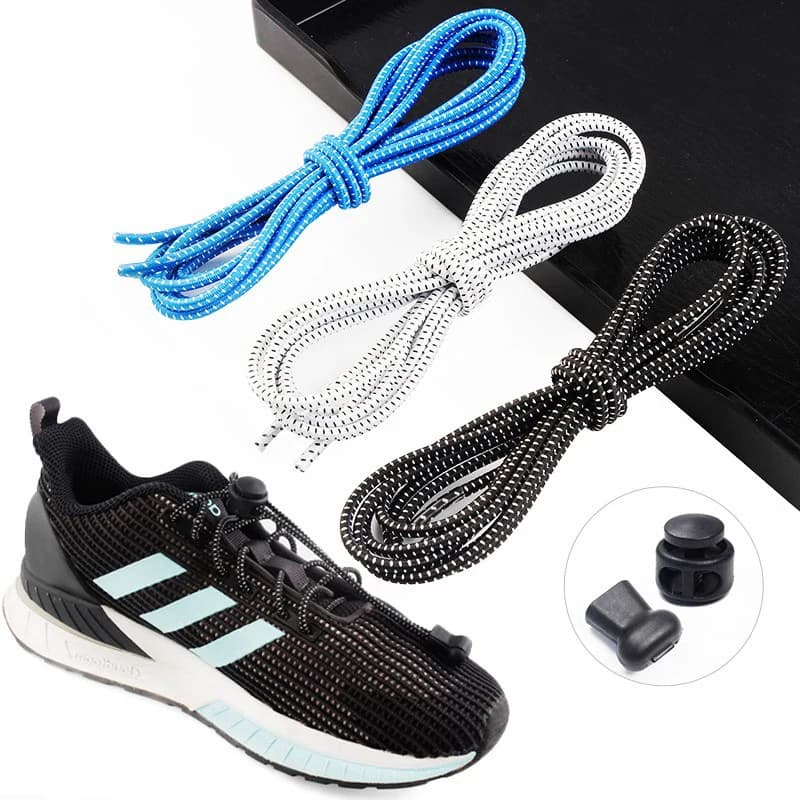 1 Pair No Tie ShoesLaces Rubber Round Spring Lock Elastic Sneaker Shoelaces Laces Accessories Suitable for Kids Adult Lazy