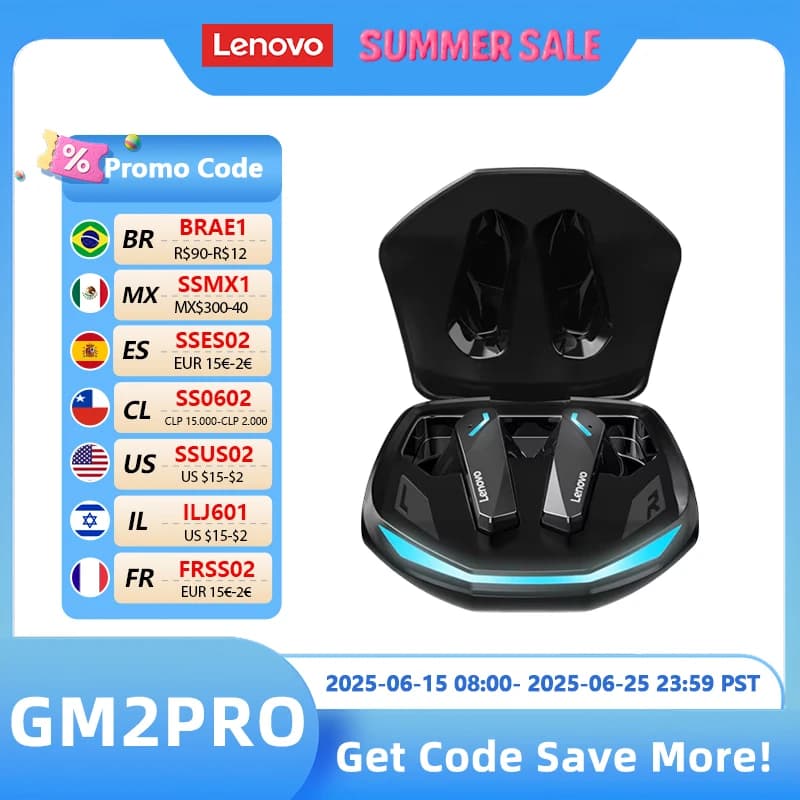 Original Lenovo GM2 Pro 5.3 Earphone Bluetooth Wireless Earbuds Low Latency Headphones HD Call Dual Mode Gaming Headset With Mic