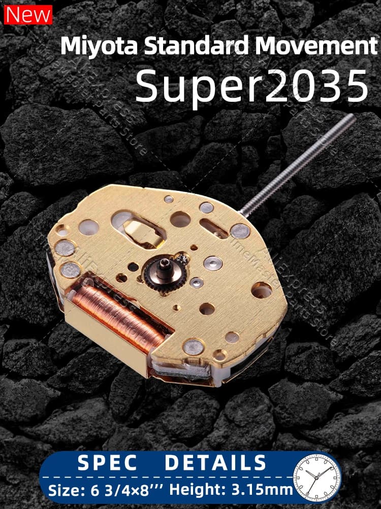 Miyota Super 2035 New Quartz Movement Golden 3 Hand Precision Japan Original Durable Metal Gears Best Cost Performance