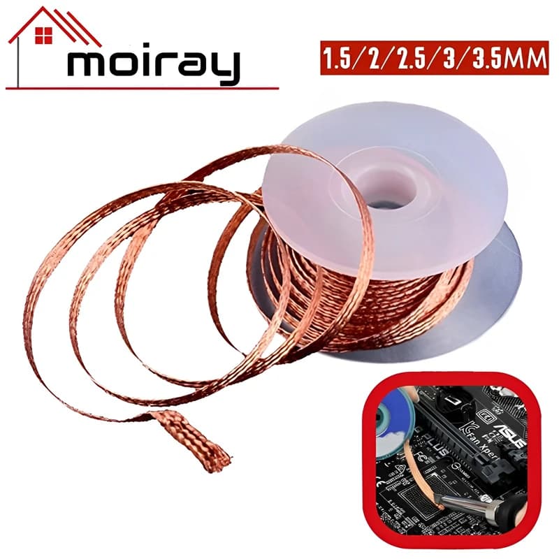 1.5/2/2.5/3/3.5MM Desoldering Braid Tape Copper Solder Wire Soldering Wick Tin Solder Removal Braid Welding Wire Repair Tools