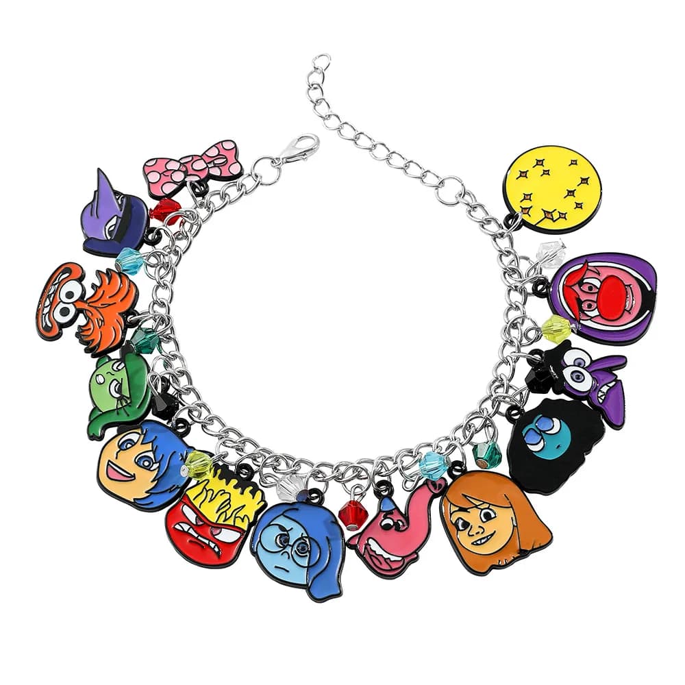Disney Cartoon Inside Out 2 Bracelet Kawaii Joy Sadness Disgust Pendant Bracelet Diy Beads Hands Chain Accessories for Fans Gift