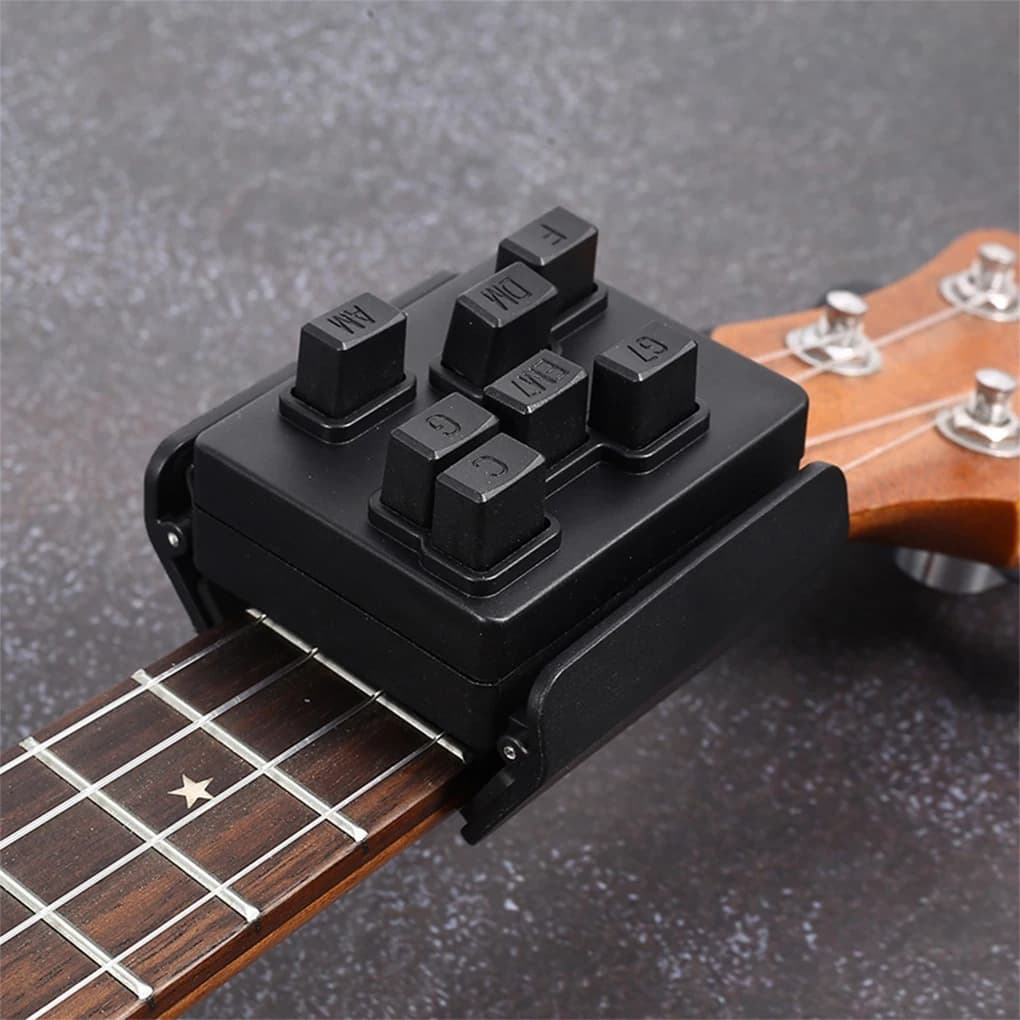 Ukulele Guitar Chord Trainer with 7 Buttons Guitar Learning Aid Tool for People Whose Fingers Hurt From Guitar Strings
