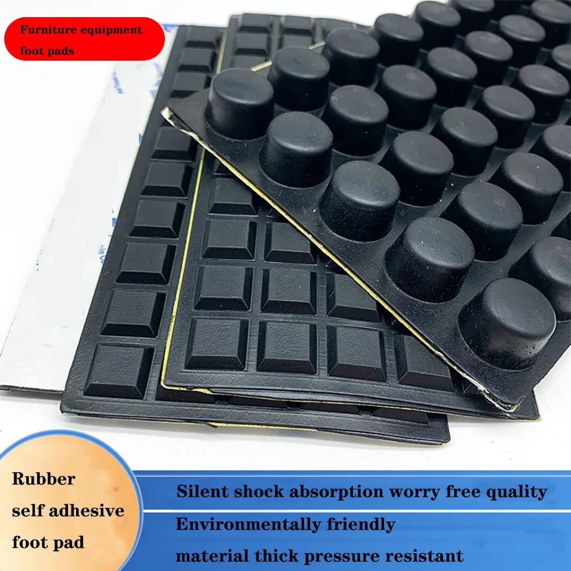 Round/Square Rubber Feet Self-adhesive Furniture Pads Protectors Shock Absorber Feet Pad Vibration Absorption Rubber Anti-shock