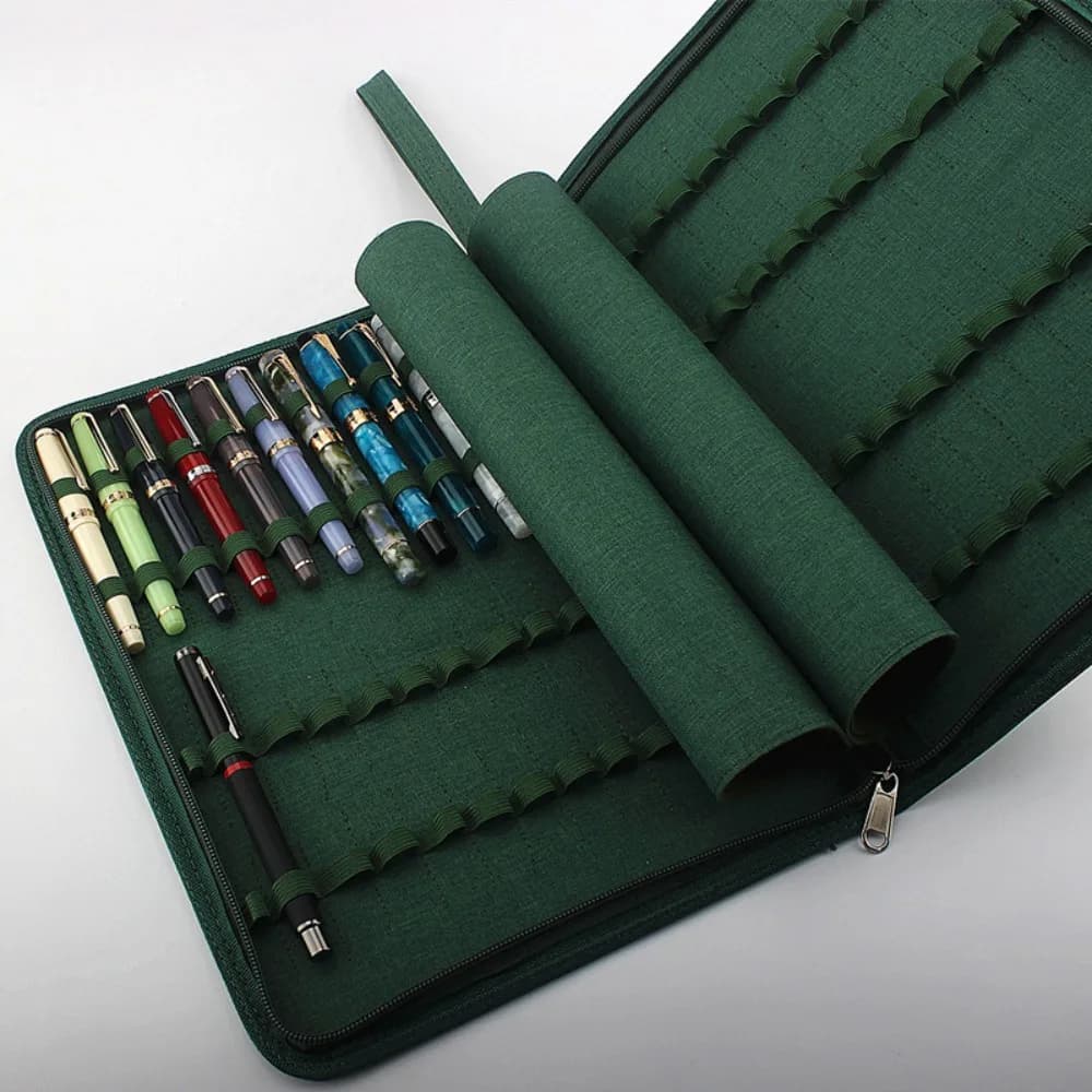 Large Capacity Fountain Pencil Case 10/24/48 Slots Canvas Pen Bag Writing Holder Supplies Accessories