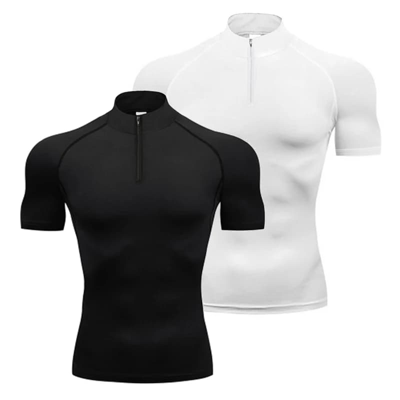 Compression Shirt Men Running Short Sleeve T-shirt Gym Clothes Summer Tight Fitness Polo Shirt Quick Dry Bodybuilding Muscle Tee