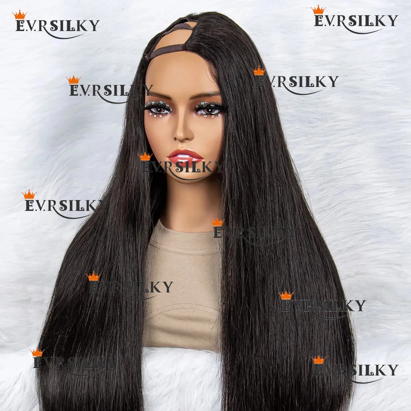 Women's wig Straight Human hair wig U part no glue wig Women's Bone Straight V part density 130%-250% Remi wig 100 human hair