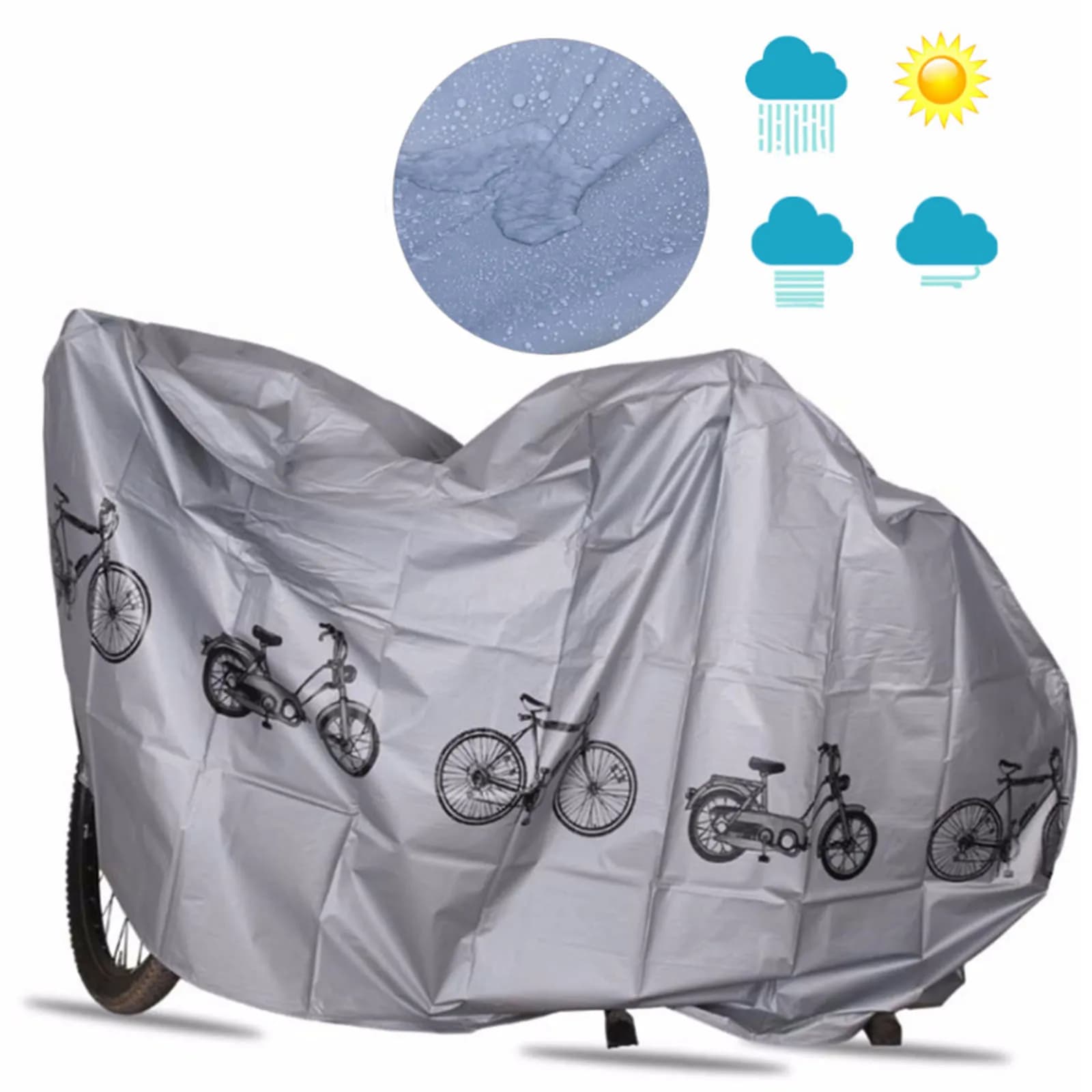Waterproof Bike Covers Polyester Protects Against Sun Rain Dust Grey Black 180g 200*100 CM Electric Vehicles Bikes Accessories