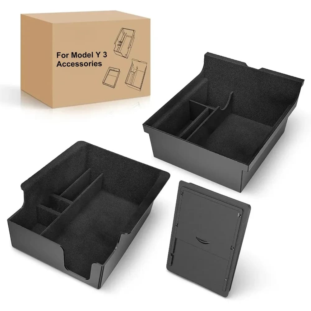 for Tesla Model Y 2021-2024 Model 3 2021-2023 Center Console Storage Box Hidden Cubby Drawer Storage Box Plush Material