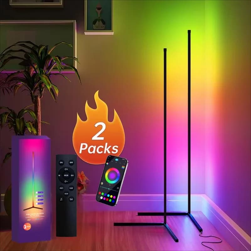 2PC/1PC LED Floor Lamp, 160CM/63IN RGB Corner Lamp Works with APP/Remote Control, Smart Corner Light with 16 Million DIY Colors,