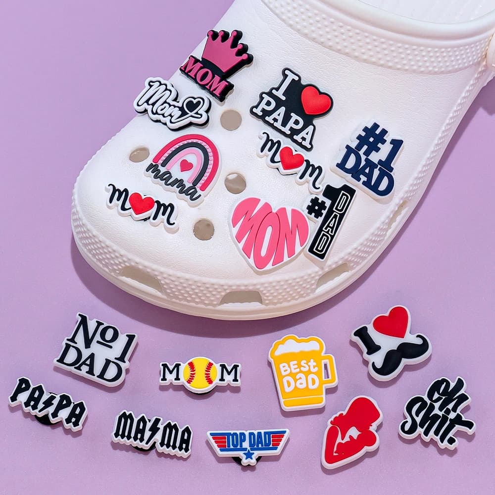 1pcs Mom's Day clog Shoe Charms Father Shoe Decorations Pins for Women Men Kids Girls Boys Favor Gifts Buckle Clips Accessories