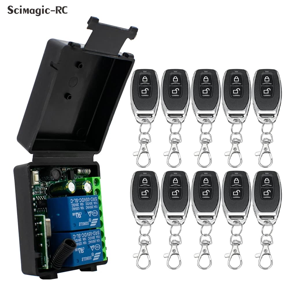 2 Channels 433Mhz RF Wireless Remote Control Switch AC 85-256V 220V 110V Relay 2CH Receiver Module For Garage Door Curtain Light
