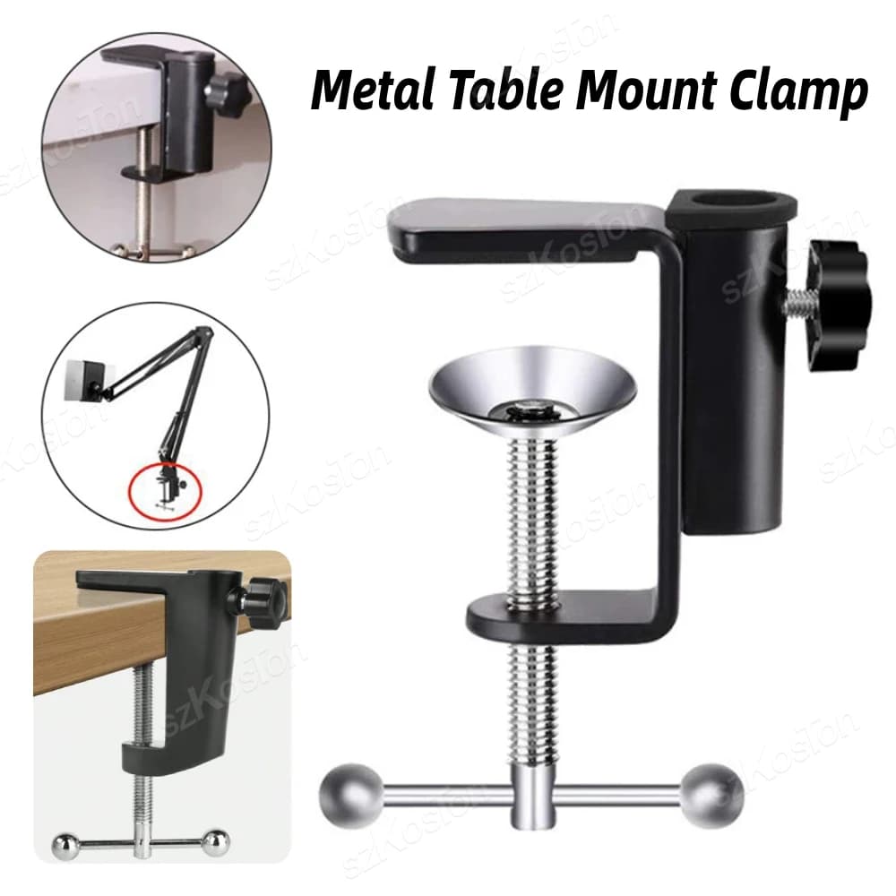 Metal Desktop Mount Clamp For Microphone Suspension Boom Scissor Arm Stand Base Holder with Adjustable Screw