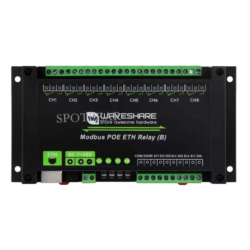 POE ETH RJ45 To 8-Ch Relay B Industrial Modbus RTU/Modbus TCP-Ethernet For IOT