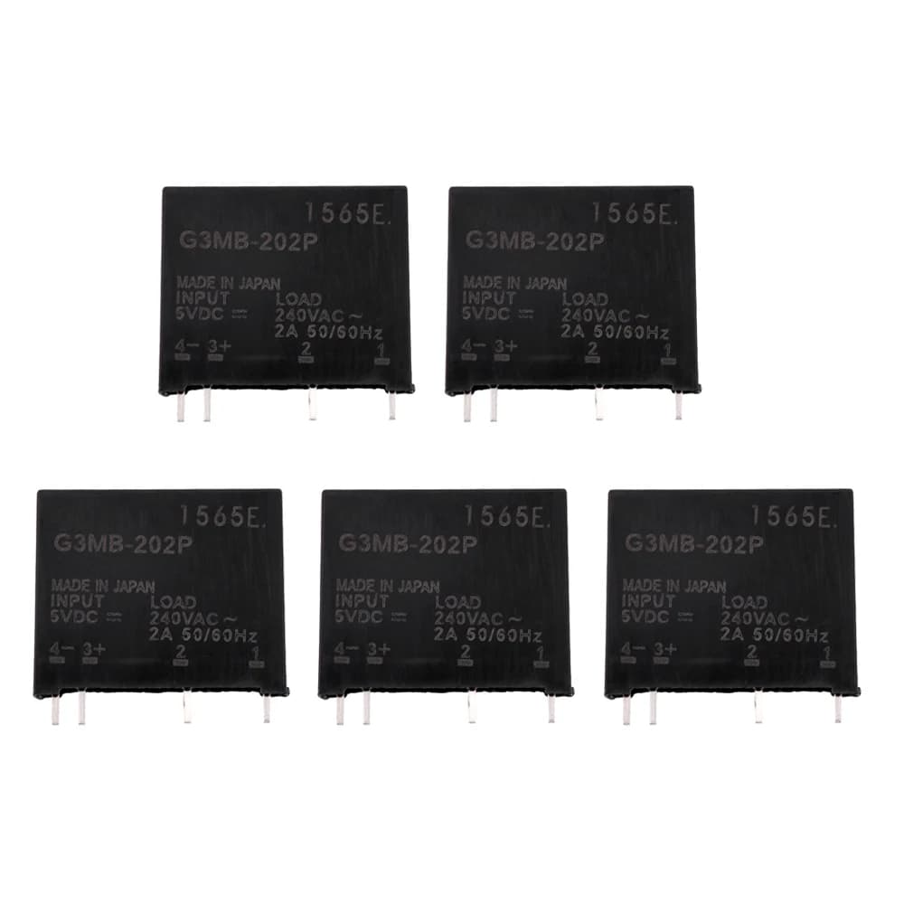 5Pcs 5V 12V 24V DC-AC Solid State Relay Module G3MB-202P PCB SSR AC 240V 2A Snubber Circuit Resistor Relay Switch