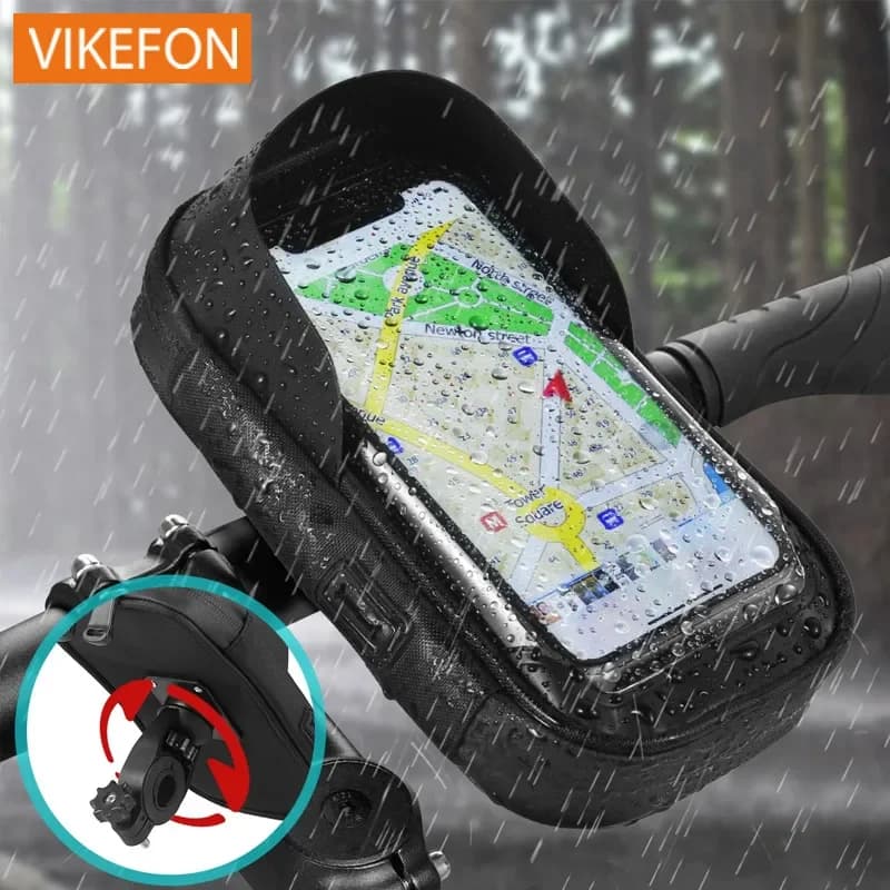 Bicycle Motorcycle Waterproof 360° Rotation Front Frame Phone Holder Easy Universal Navigation Smartphone Bracket For All Phones