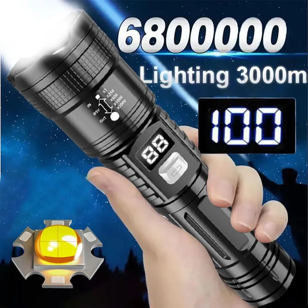 Powerful LED Flashlight USB Rechargeable Torch Light Flashlight Lantern Hand Lamp For Camping Lantern