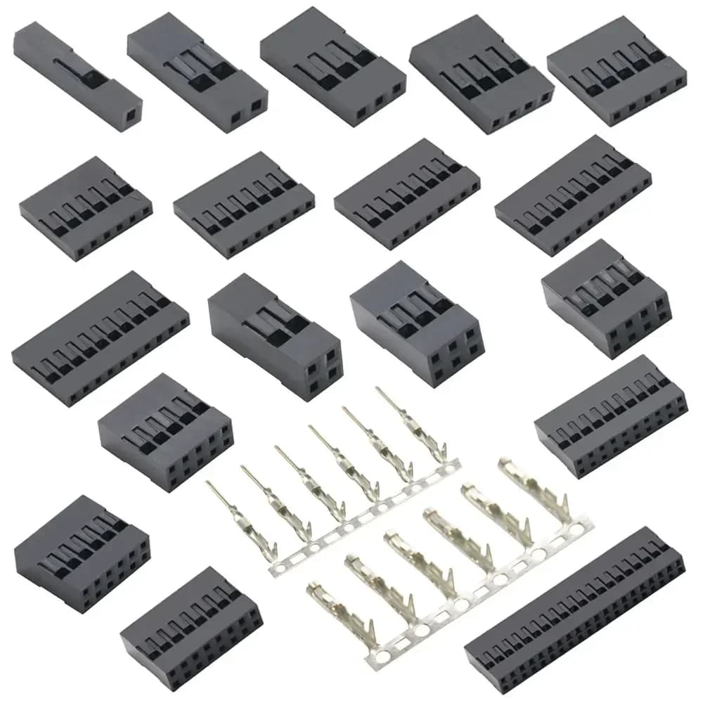 2.54mm Dupont Connector 1 2*2/3/4/5/6/7/8/9/10/20P Single Double Row Connector Shell Plug Jumper Wire Cable Pin Header Terminals