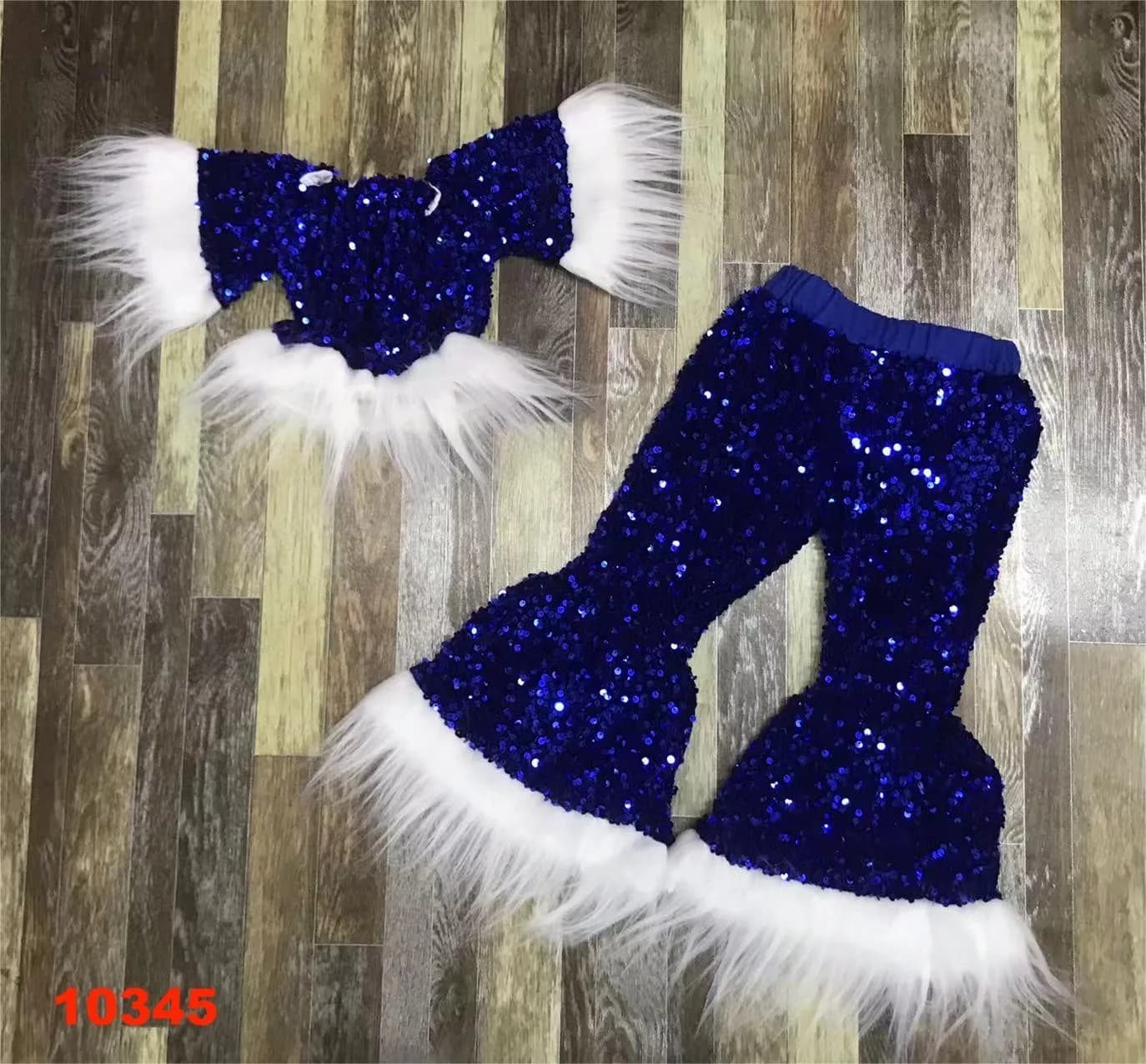 Stage sparkly Performance Costumes Winter clothes set for girls 2 pieces tops and trousers outdoor childrens clothes