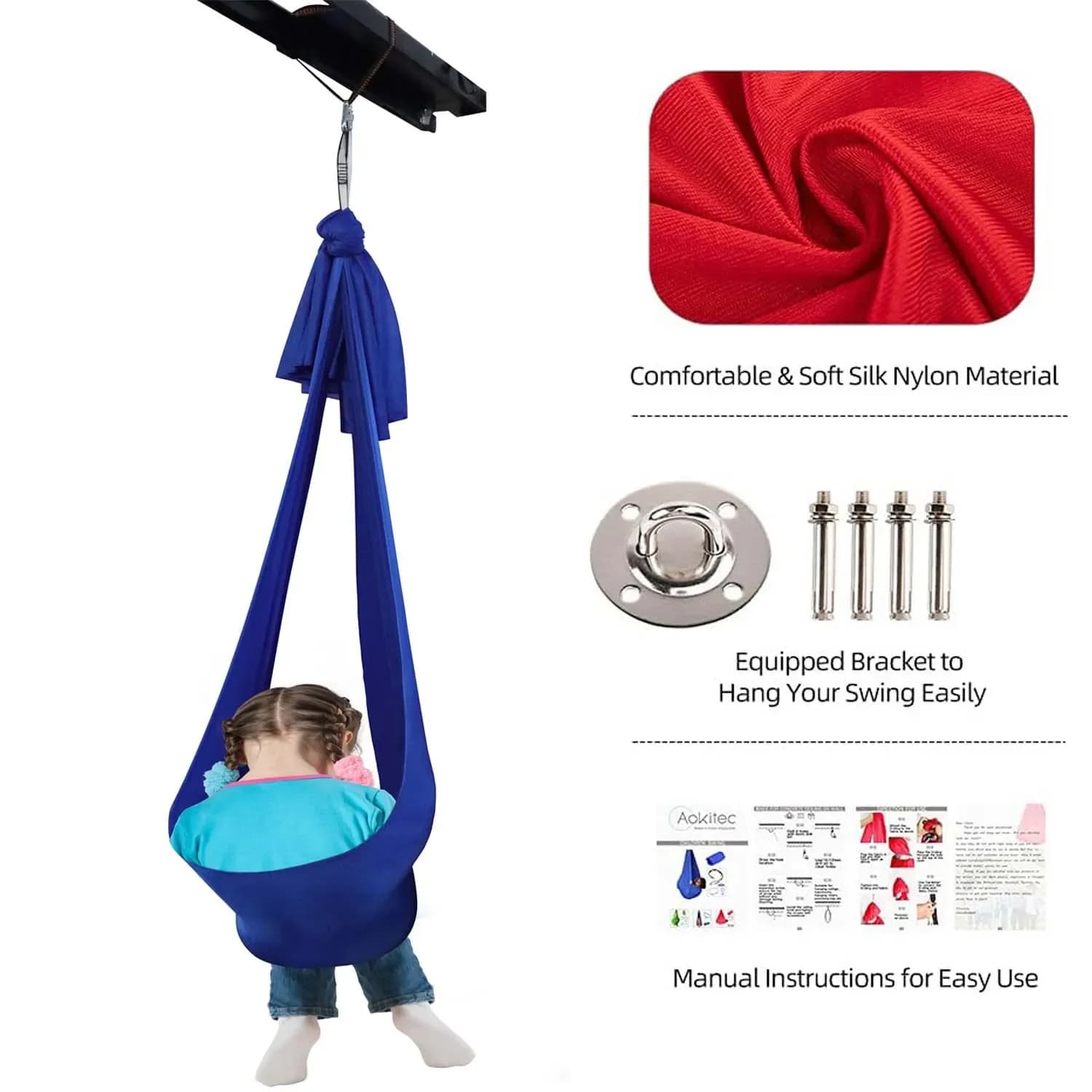 Portable Kids Swing Toy Set Therapy Elastic Hammock Hanging Chair Home Rooms Indoor Yoga Suspension Beds Sensory Autism Kids