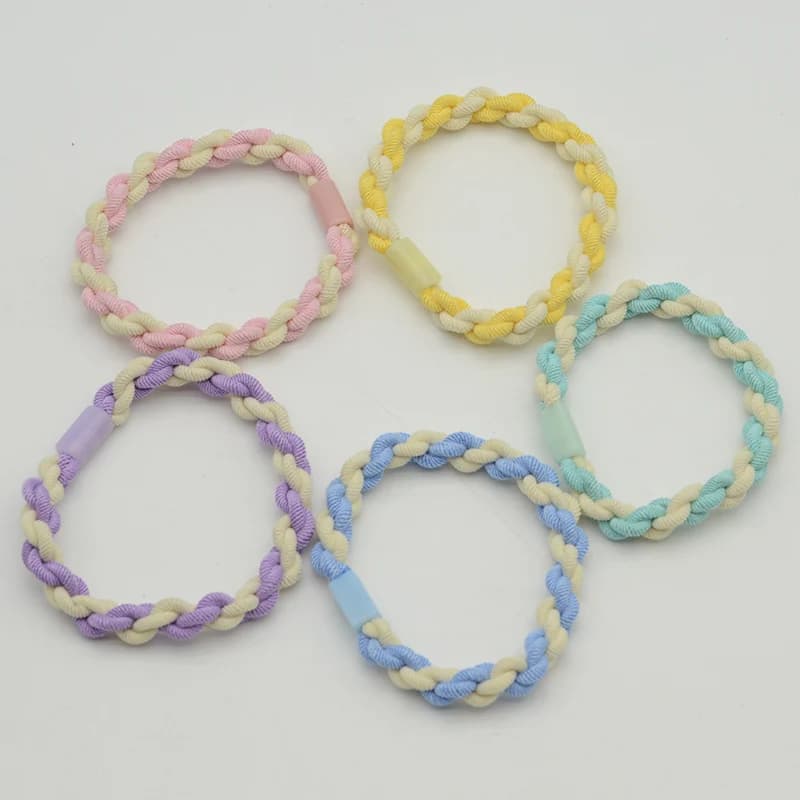 30PCS Two Colors Combined Braided Hair Ties Four Pastel Cords Plait Elastic Hair Bands Scrunchies for Girl Ponytail Holder