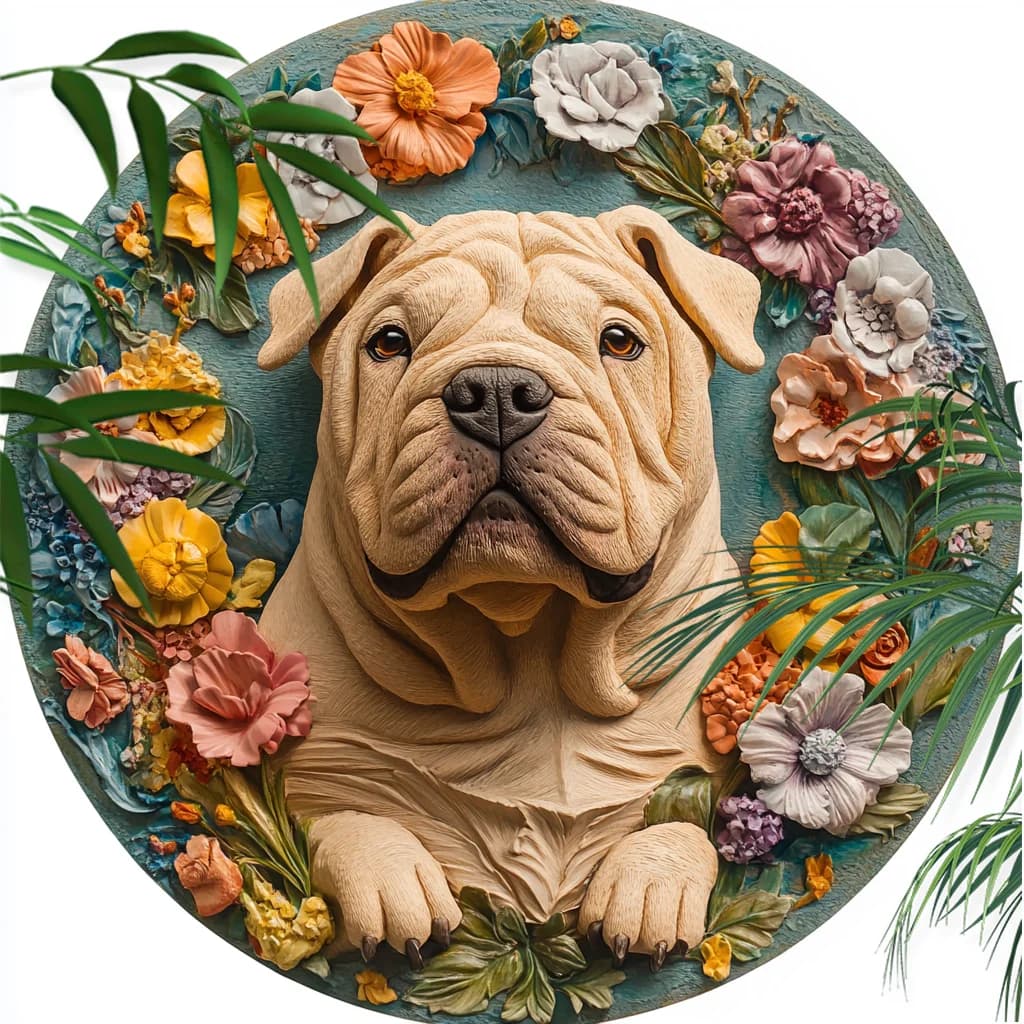 Custom Rottweiler Pet Souvenir Tombstone - Waterproof, Rust-Free, and Sunscreen Coated Circular Aluminum Decorative Painting