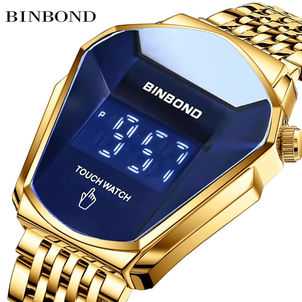 2022 Fashion Touch Screen LED Sport Brand Watch New Design 3D Glass Men Gold Wrist Digital Watches Man Clock Casual Wristwatch