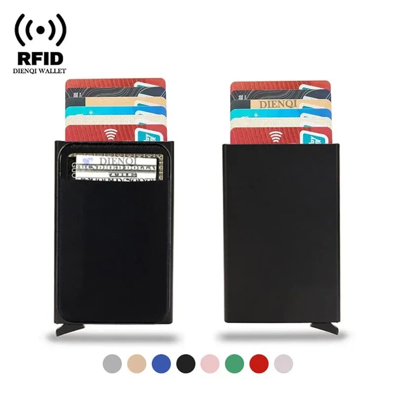 DIENQI Rfid Credit Card Holder Smart Minimalist Aluminium Metal Wallet Thin Pop-up Cardholder Wallets for Men Creditcard Case