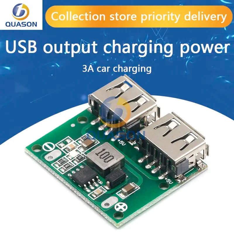 9V 12V 24V to 5V DC-DC Step Down Charger Power Module Dual USB Output Buck Voltage Board 3A Car Charge Charging Regulator 6-26V