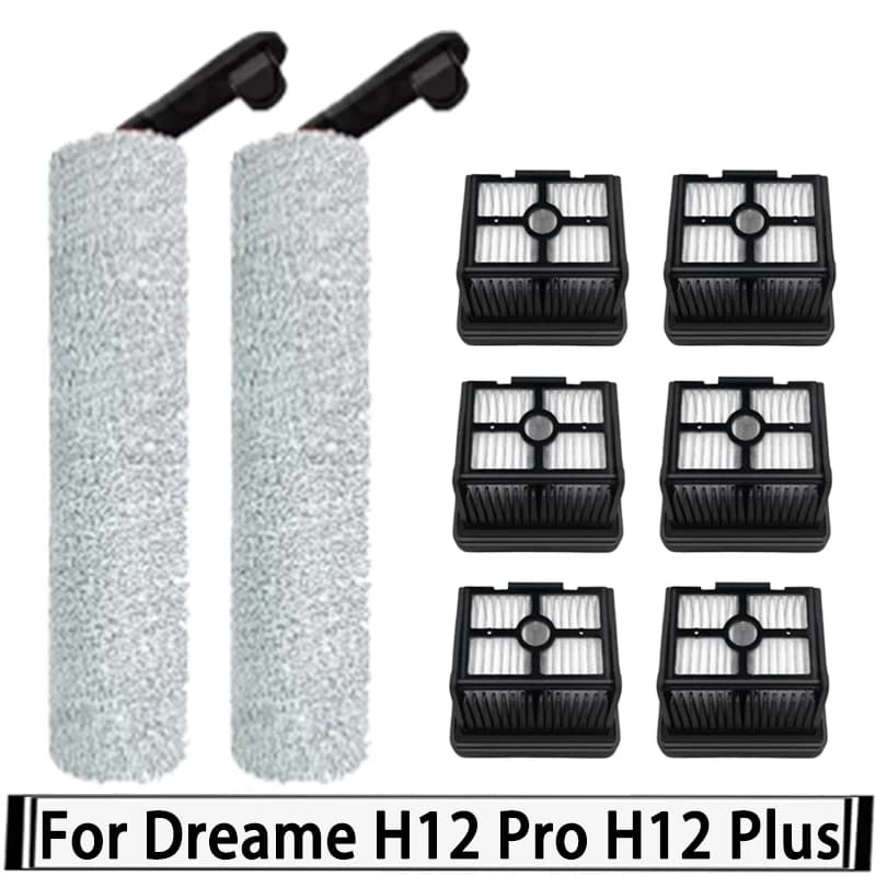 For Dreame H12 Pro / H12 Plus Soft Brush Spare Parts Wet Dry Vacuum Cleaner Roller Hepa Filter Accessories