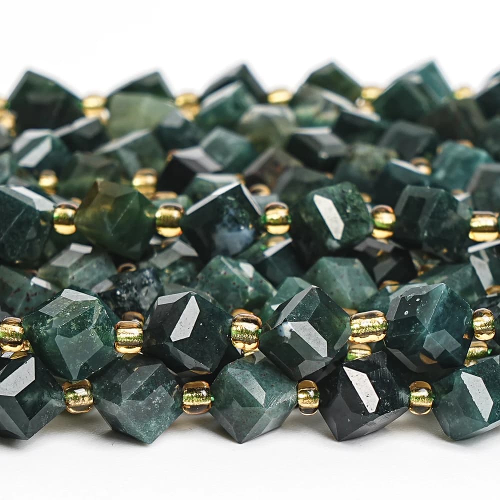 Natural Stone Moss Agates Beads Round Gemstone Beads 7-8MM For Jewelry Making Diy Bracelt Necklace Accessory Findings