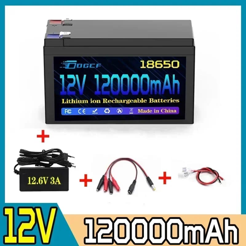 2024Upgraded 12V 120Ah Li-Ion 18650 Battery Electric Vehicle Lithium Battery Pack 9V-12V 60Ah 80Ah Built-in BMS 30A High Current