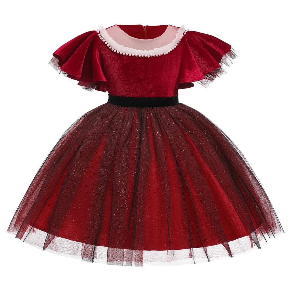 New Year Teenage Girl Christmas Dress for Girls Prom Wedding Party - Red Girl Dress with Children Clothes