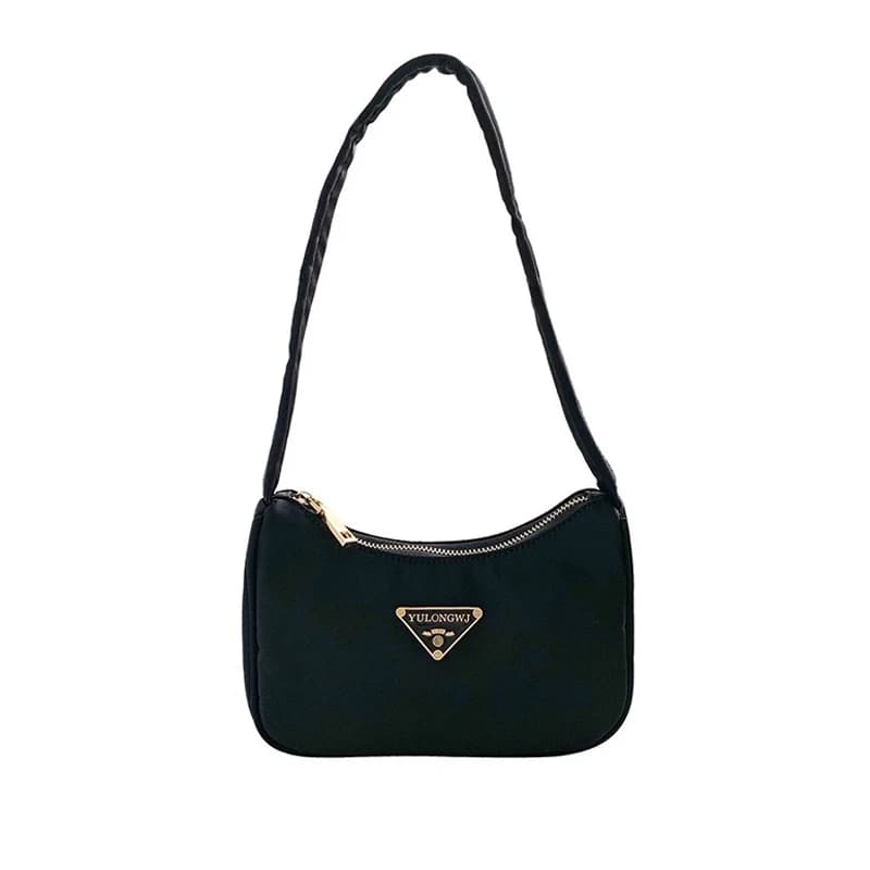 Vintage Women's Baguette Bag – Small Nylon Shoulder Purse, Retro Luxury Handbag for Ladies