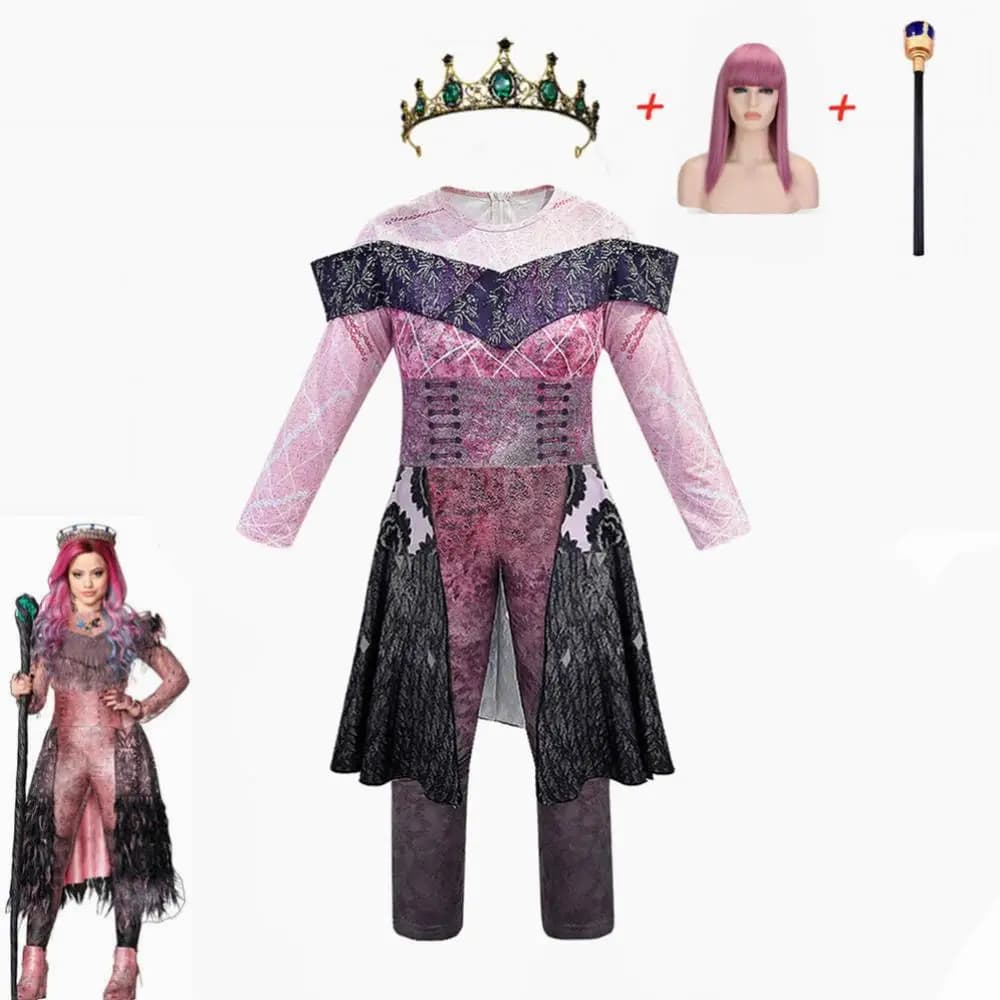 Descendants 3 Queen Audrey Evie Mal Cosplay Costume for Women and Kids - Halloween Party Funny Costumes