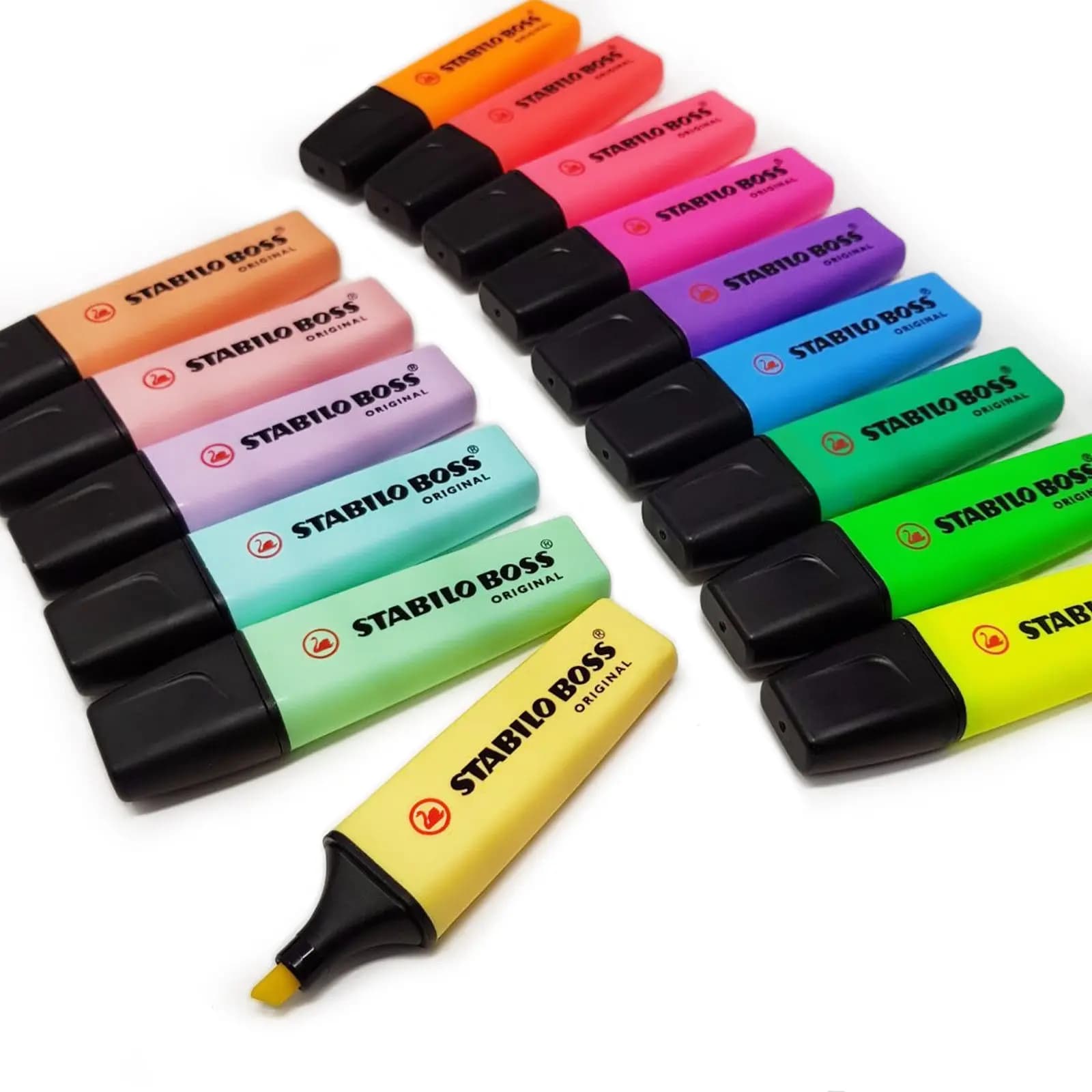 Stabilo Boss Highlighter Pens Pack of 15 - Assorted Colors Including Original and Pastel Varieties