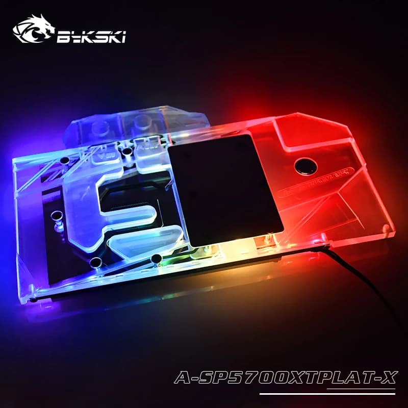 Bykski Water Block Compatible with Sapphire Radeon RX 5700 XT Nitro+ | Full Cover Copper Radiator | 12V RGB and 5V A-RGB Lighting