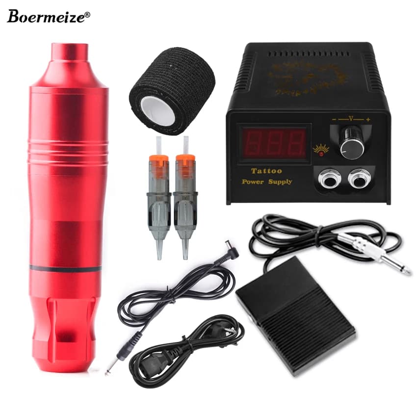 Tattoo Permanent Makeup Rotary Pen Machine Kit with Mini Power Pedal for Professional Tattoo Studio