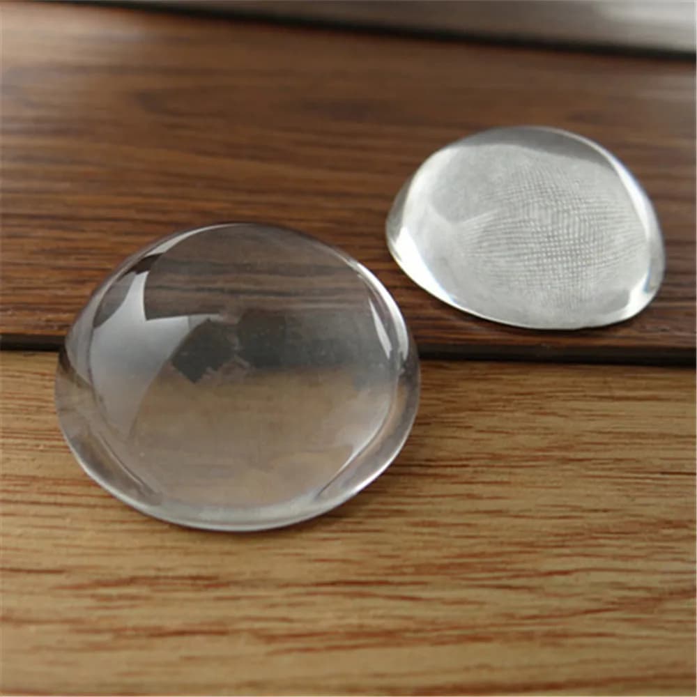 2pcs/lot - 30mm Clear Glass Cabochons, Round Hemispheres with Flat Back