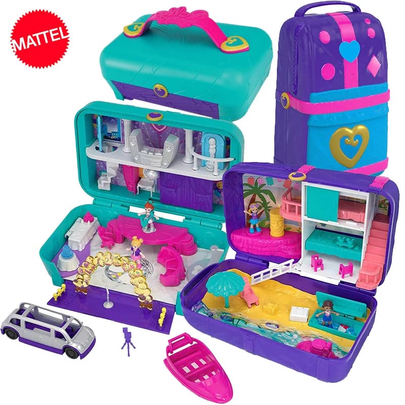 Polly Pocket Mini World Treasure Box with Luxury Car FRY39 - Girls Travel Toy Set