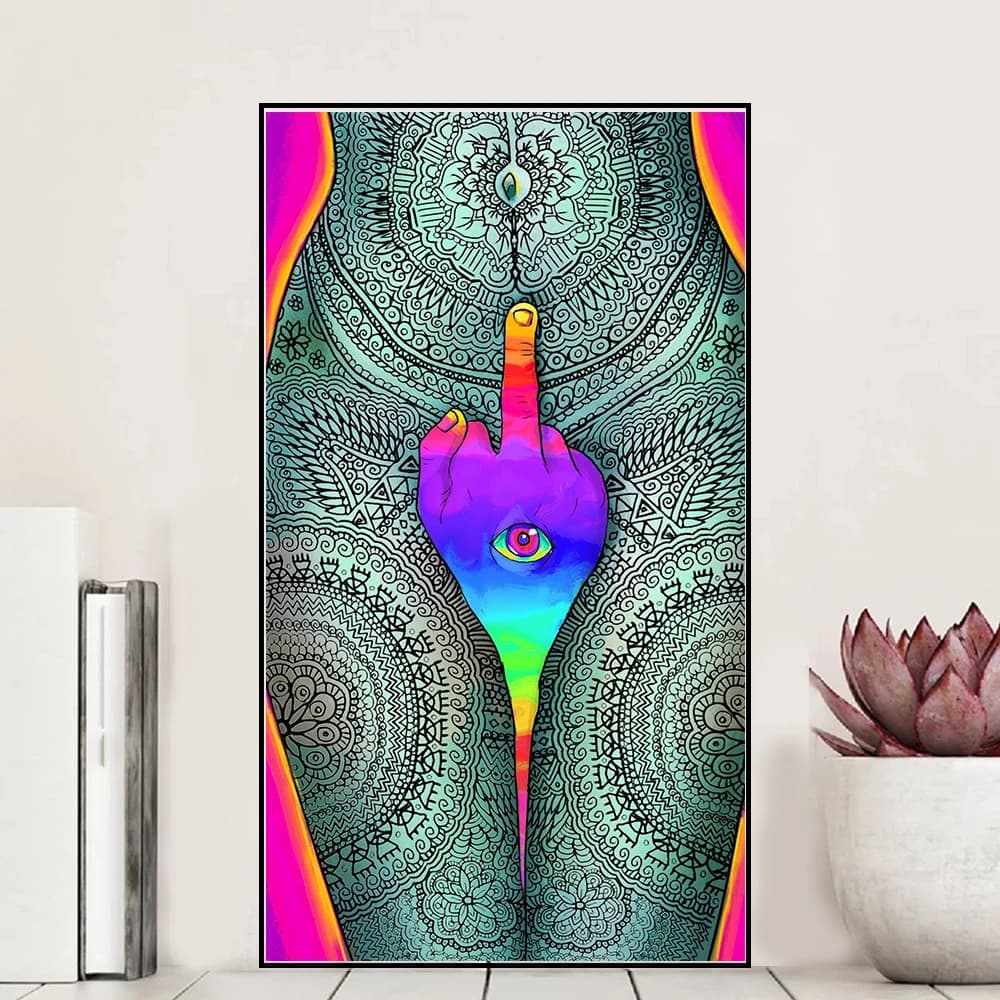 Trippy Psychedelic Abstract Modern HD Canvas Wall Art Poster Print for Bar and Home Decor