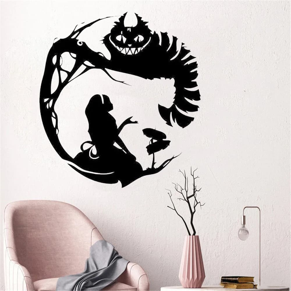 Silhouette Wall Sticker - Alice In Wonderland Cartoon Character, Vinyl Wall Decal, Kids Room Wallpaper