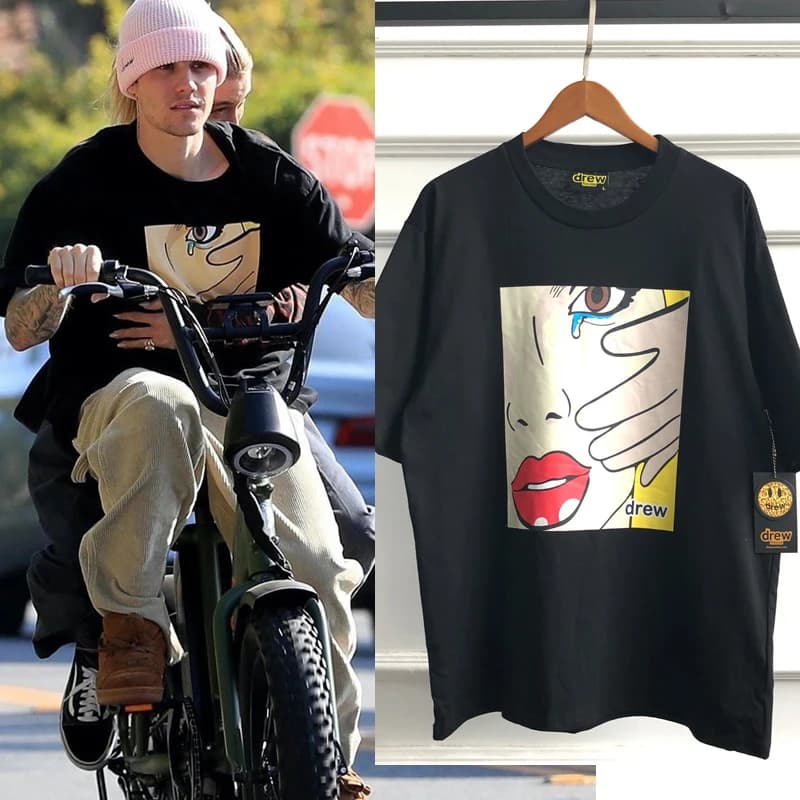 Drew House Face Printed T-Shirt - Justin Bieber Merchandise for Men and Women - Top Tees for Summer Style