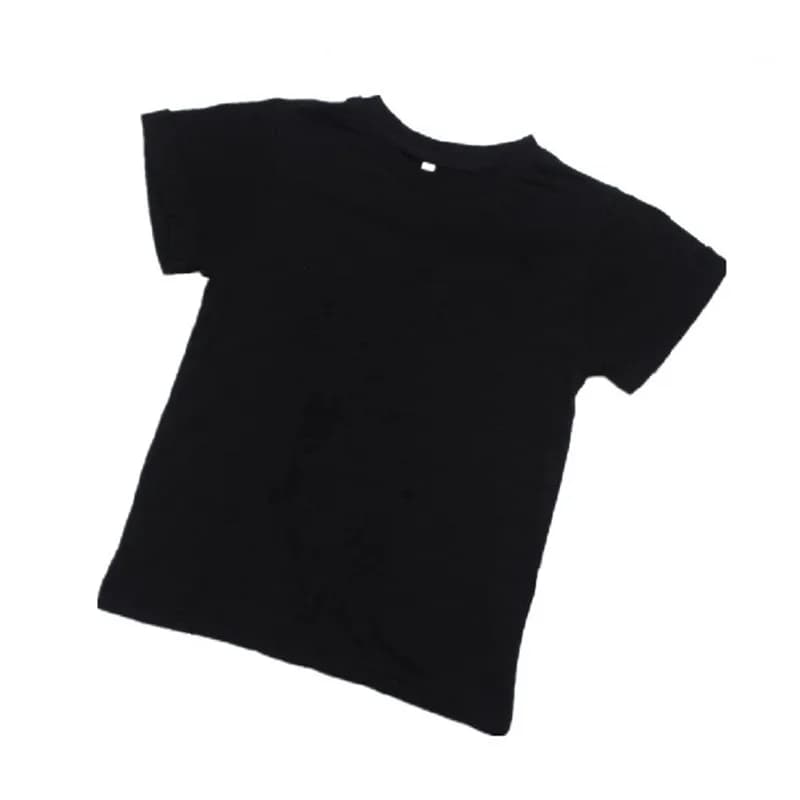COSPOT Baby Boys Girls Summer Short-Sleeved T-Shirt - Kids Plain Color Black Cotton Basic Tee - Ages 1-6