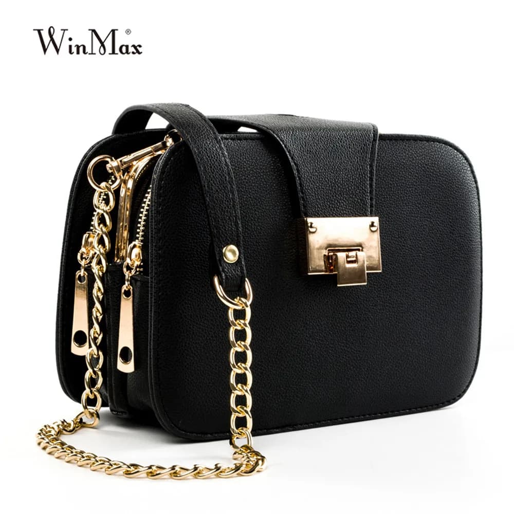 Spring Fashion Chain Shoulder Bags for Women - Brand Flap Designer 3 Layer Handbags, Metal Buckle Crossbody Messenger Bag, Clutch for Ladies