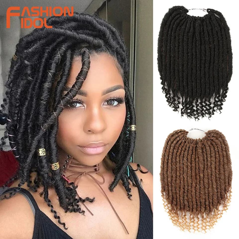 FASHION IDOL 12-Inch Faux Locs Crochet Braids Hair Extensions, Synthetic Ombre Silver Grey Dreadlocks, 6 Packs