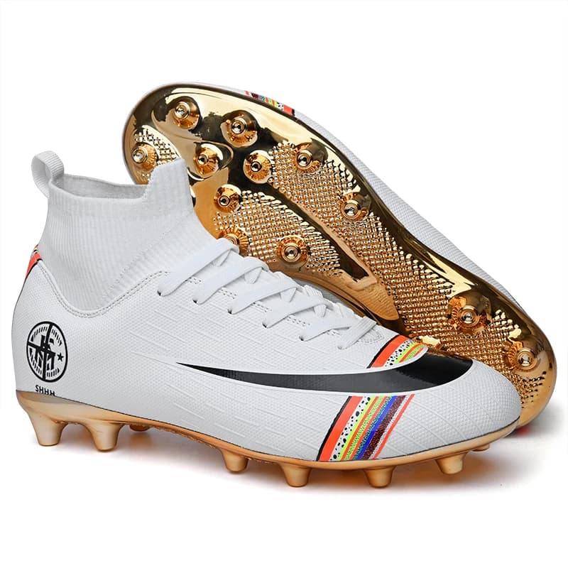 Men's Golden Plated Color Studs Football Sneakers Indoor Turf Superfly Futsal Original Boots Ankle High Top Soccer Cleats