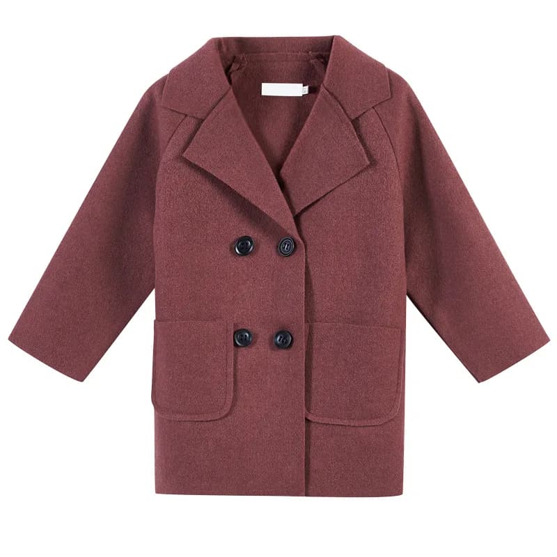 Woolen Double-Breasted Trench Coat for Boys - Solid Lapel Winter Jacket - Sizes 1-5 Y - Ideal Outerwear for Kids