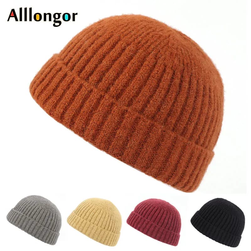 Knitted Hat Fisherman Beanie Women Men Unisex Short Cap Czapka Zimowa Bonnet Homme Hiver Beanies