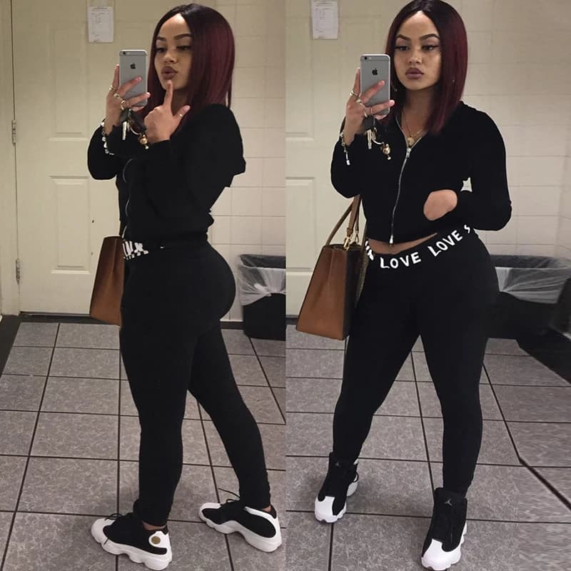 New Letter Print Streetwear 2-Piece Set - Female Matching Tracksuit with Hoodies, Long Sleeve Pants - Urban Clothing Track Suit for Women