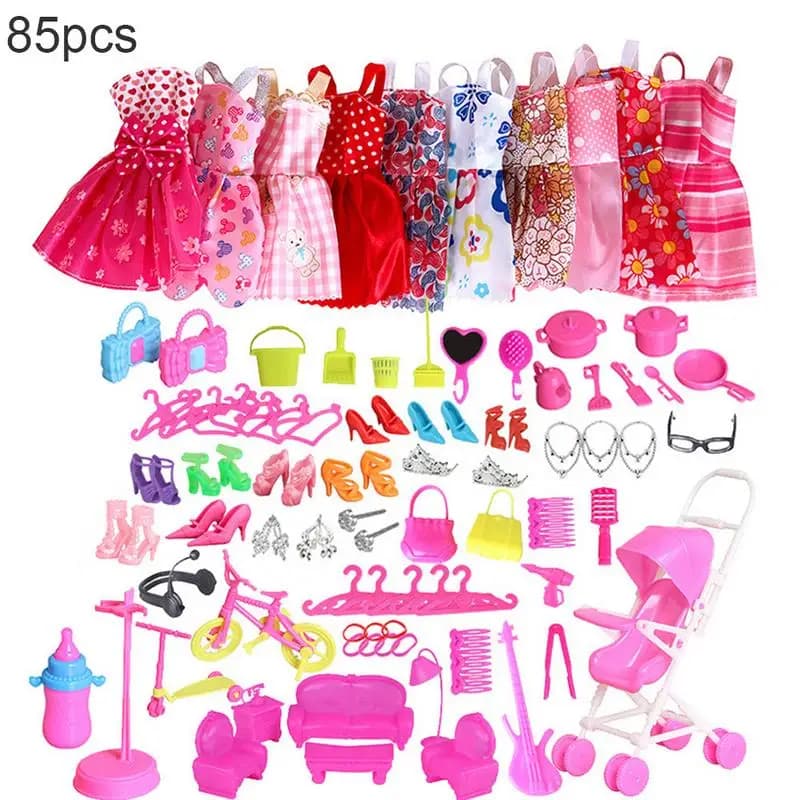 85-Piece Barbie Doll Clothing and Accessories Set - Perfect for Girls' Gifts